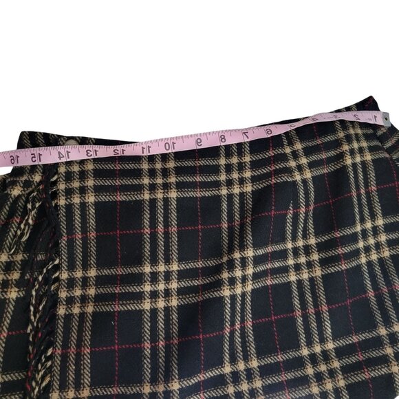 Vtg 90s Y2K Dark Academia Preppy Plaid Wrap Style Skirt Size 12 - Picture 14 of 14